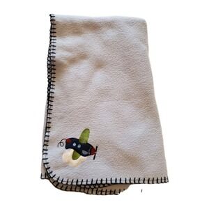 Garanimals Baby Blanket Blue Airplane Fleece Navy Stitched Edge Nursery Boy